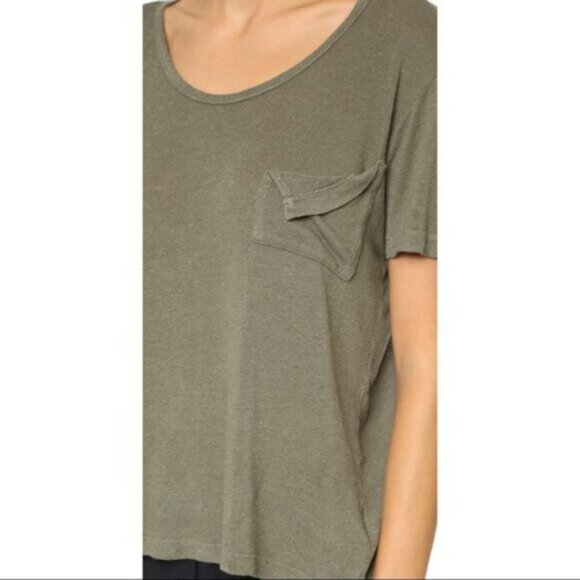 Revolve LNA Short Sleeve Torn Pocket Tee Oversized T-Shirt Scoop Neck Black XS - Picture 8 of 13